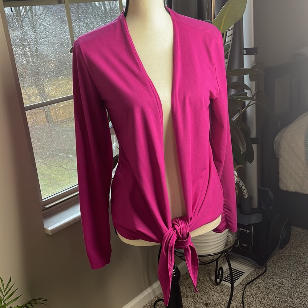 Weekenders Lightweight Pink Long Sleeve Open Front Cardigan Cover Up Small